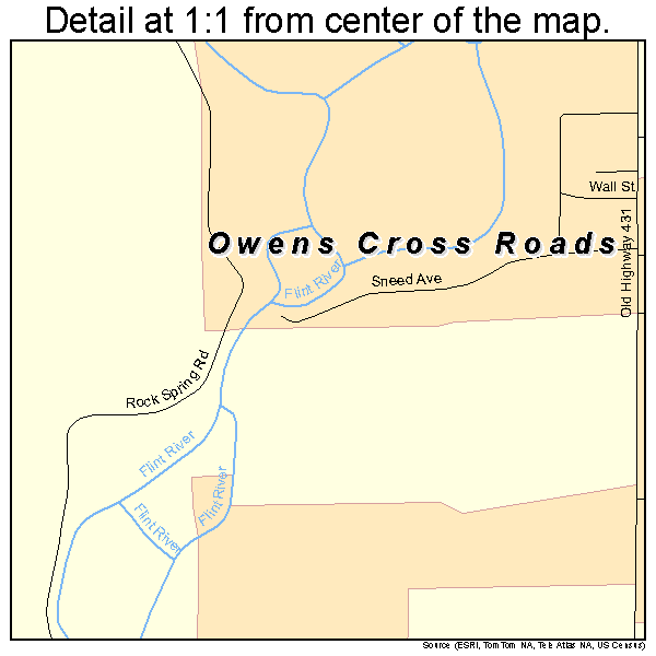 Owens Cross Roads, Alabama road map detail
