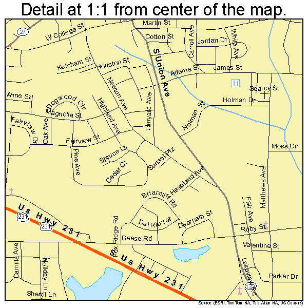 Ozark, Alabama road map detail