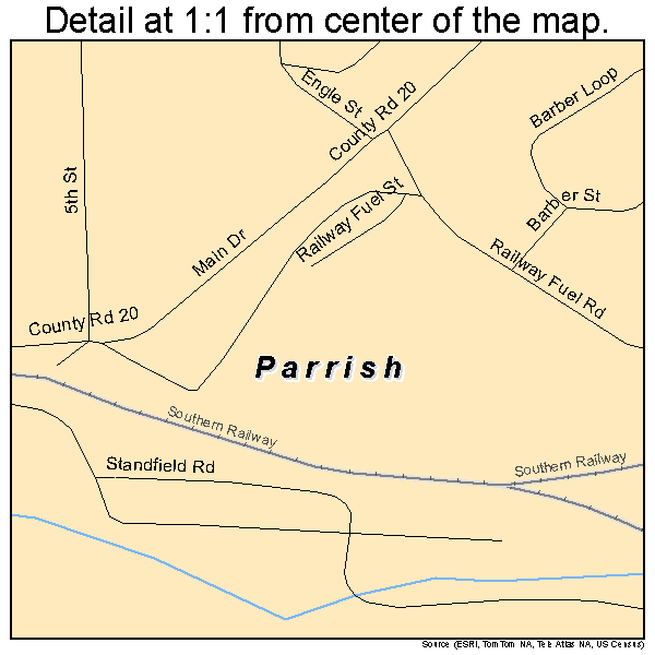 Parrish, Alabama road map detail