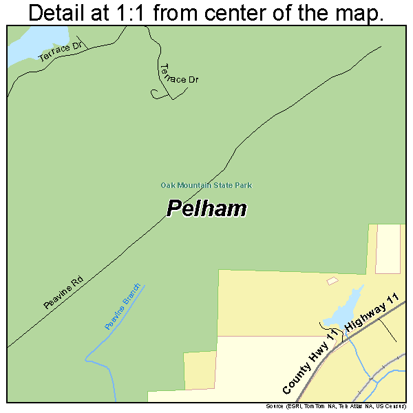 Pelham, Alabama road map detail