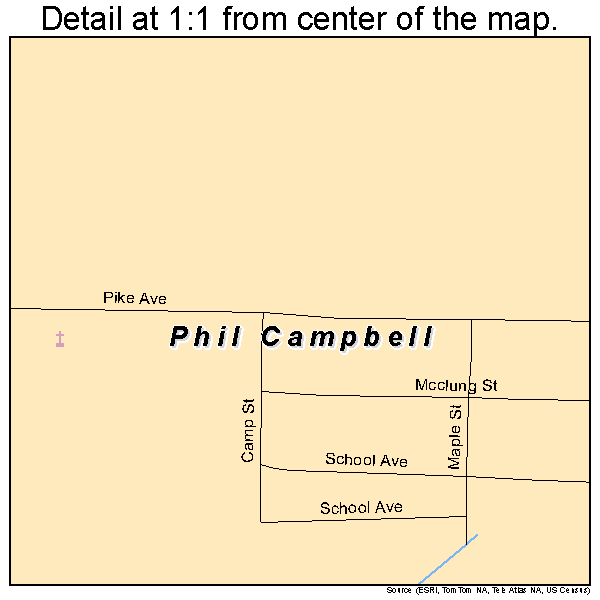Phil Campbell, Alabama road map detail