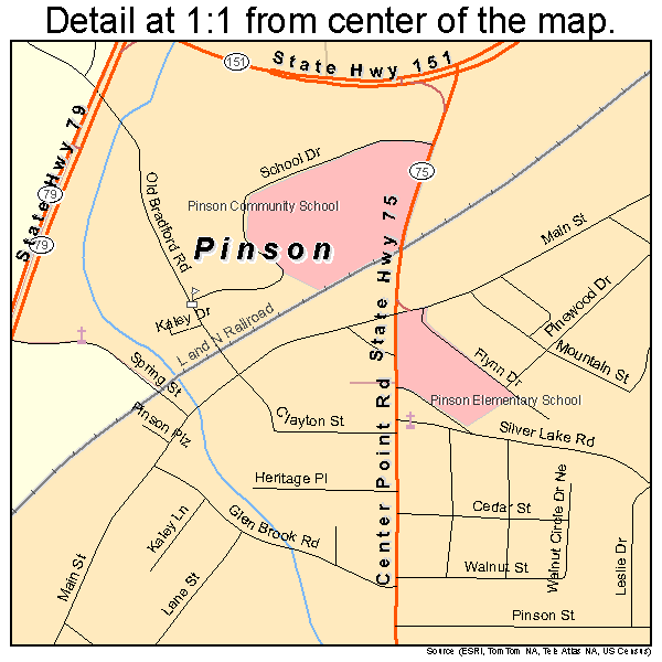Pinson, Alabama road map detail