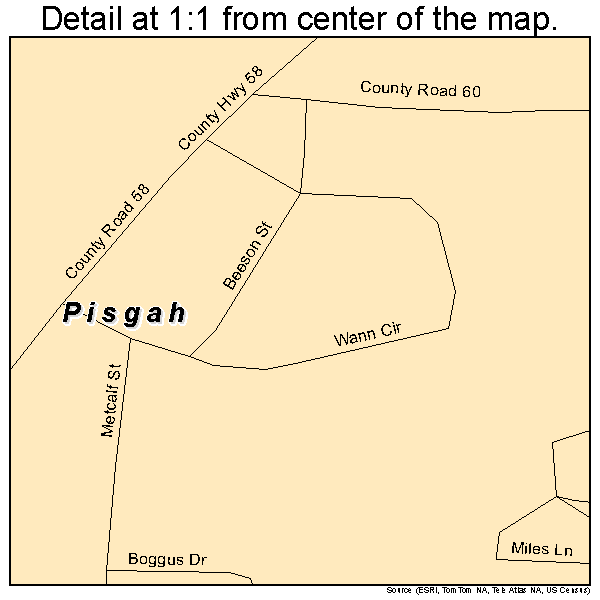 Pisgah, Alabama road map detail