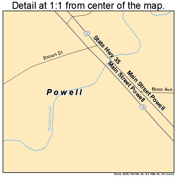 Powell, Alabama road map detail