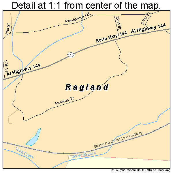 Ragland, Alabama road map detail