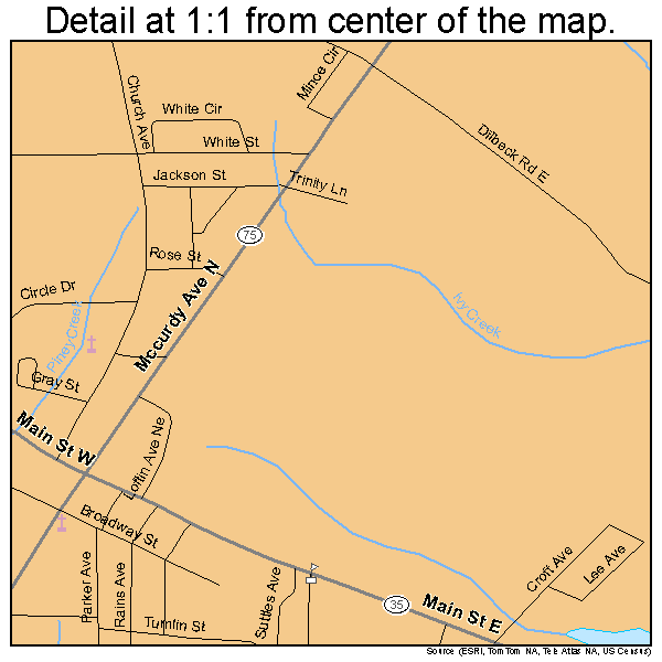 Rainsville, Alabama road map detail