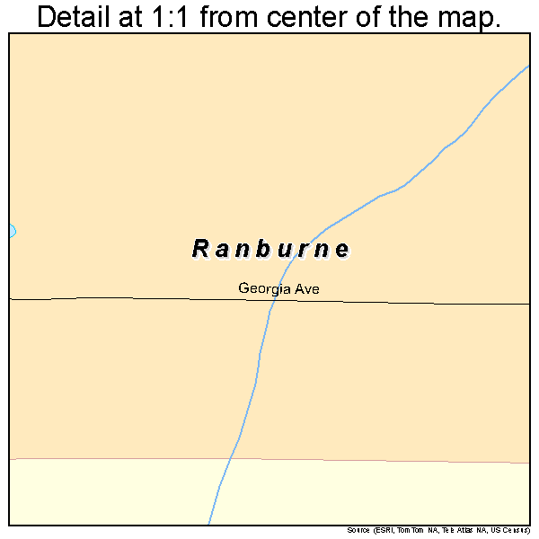 Ranburne, Alabama road map detail