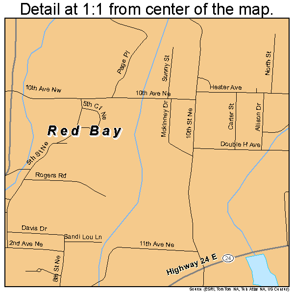 Red Bay, Alabama road map detail