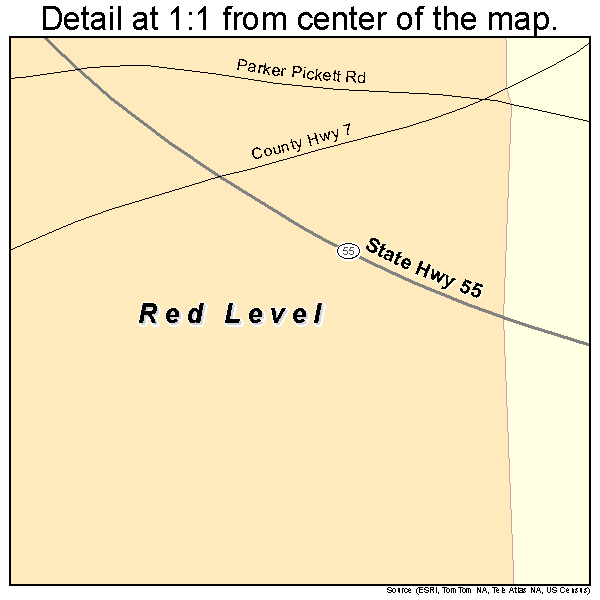 Red Level, Alabama road map detail