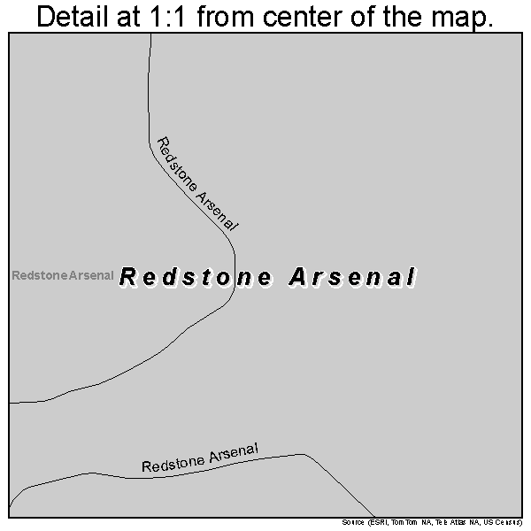 Redstone Arsenal, Alabama road map detail
