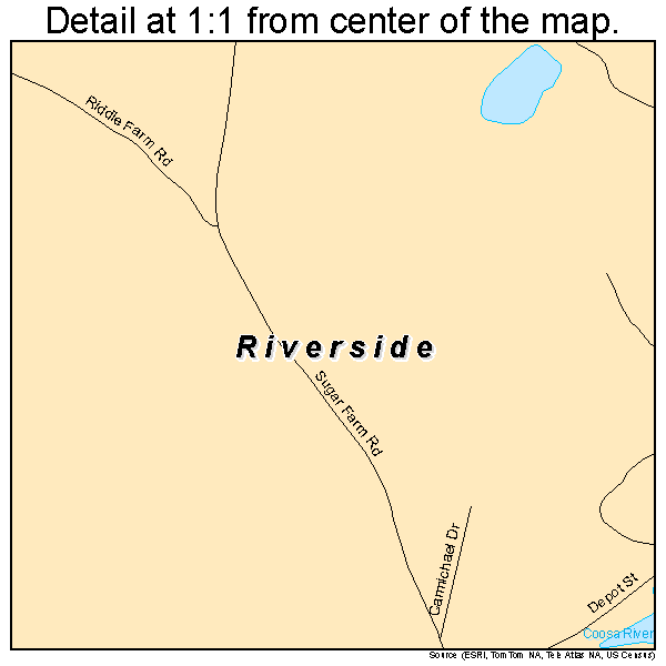 Riverside, Alabama road map detail
