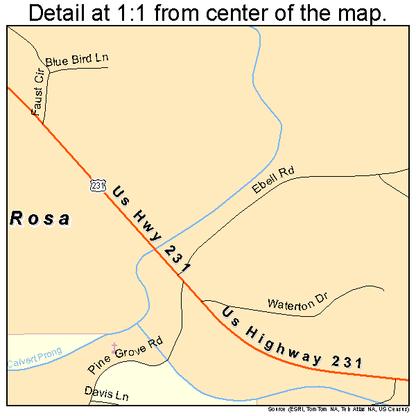 Rosa, Alabama road map detail