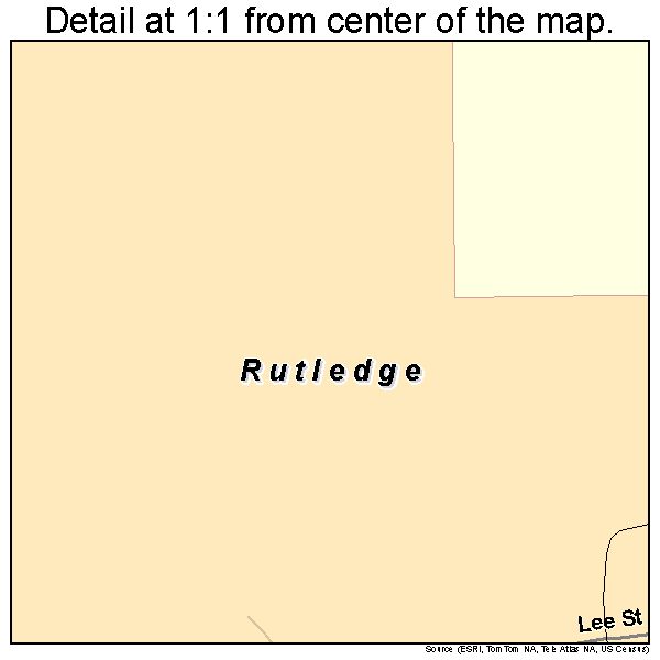 Rutledge, Alabama road map detail