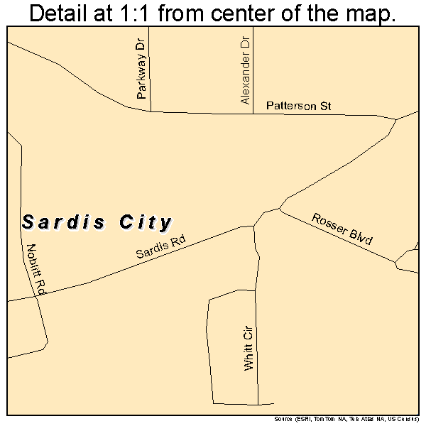 Sardis City, Alabama road map detail