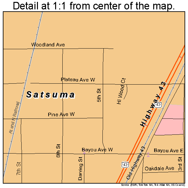 Satsuma, Alabama road map detail