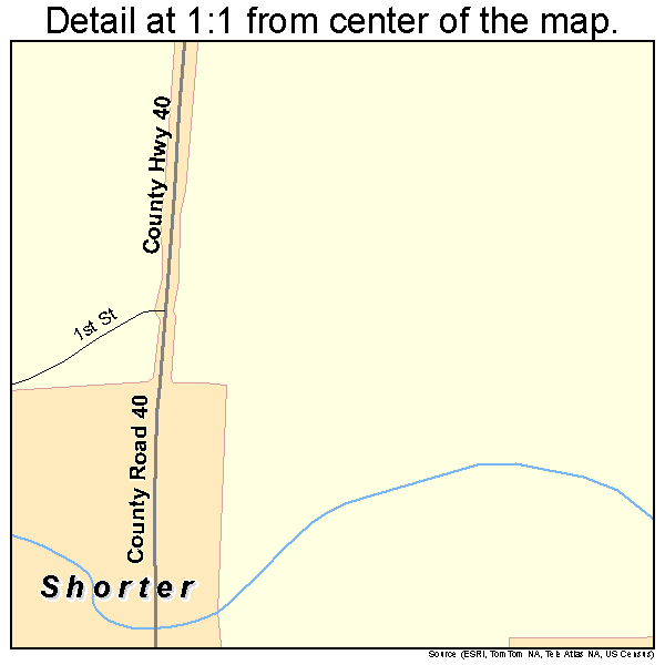 Shorter, Alabama road map detail