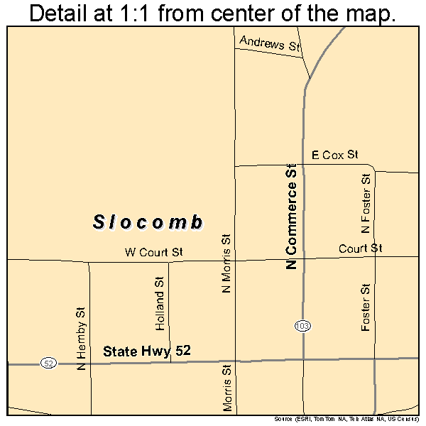 Slocomb, Alabama road map detail