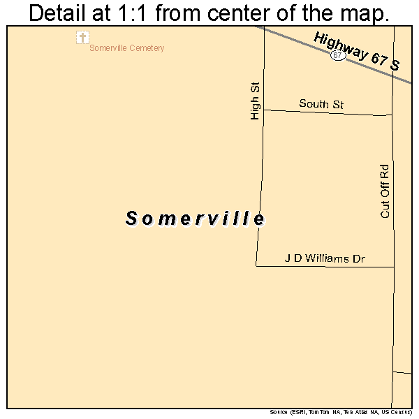 Somerville, Alabama road map detail