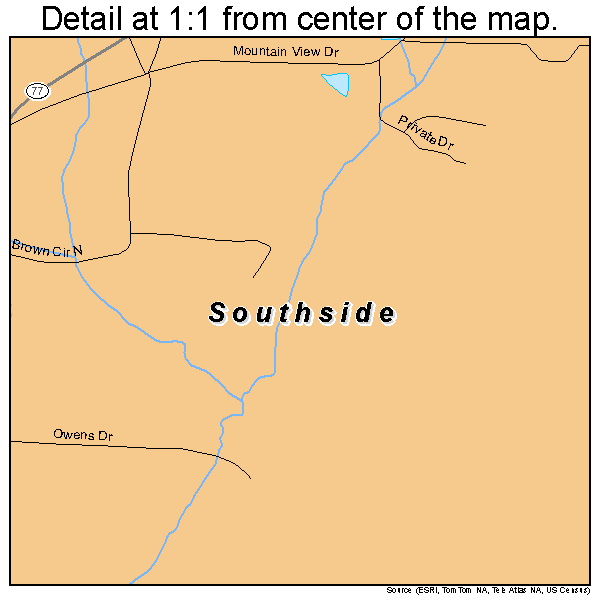 Southside, Alabama road map detail