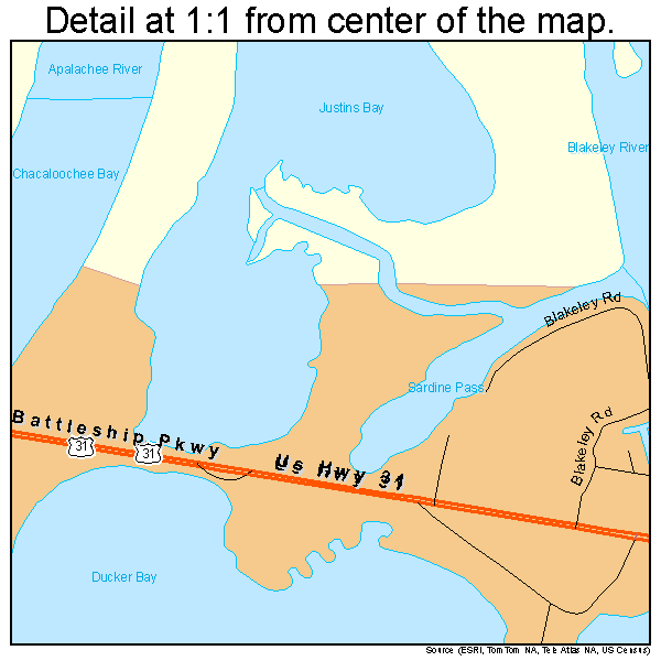 Spanish Fort, Alabama road map detail