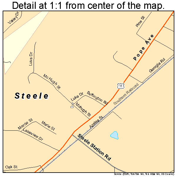 Steele, Alabama road map detail