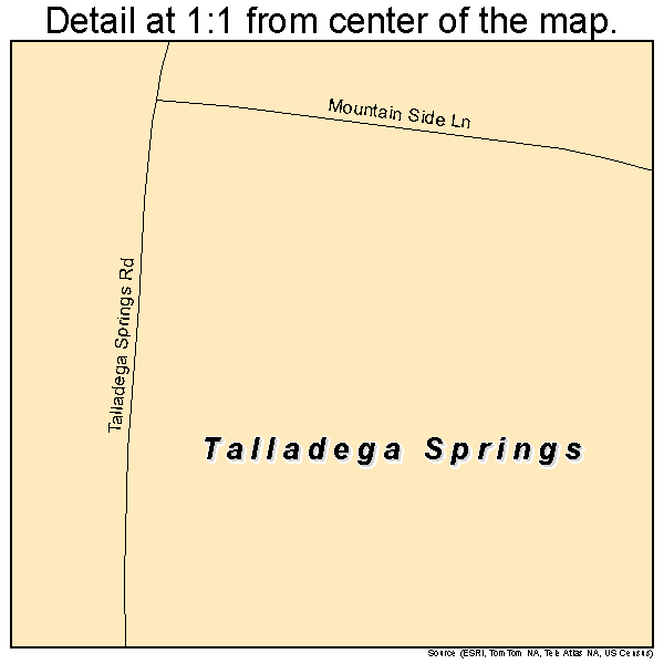 Talladega Springs, Alabama road map detail