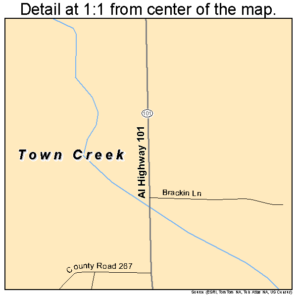Town Creek, Alabama road map detail