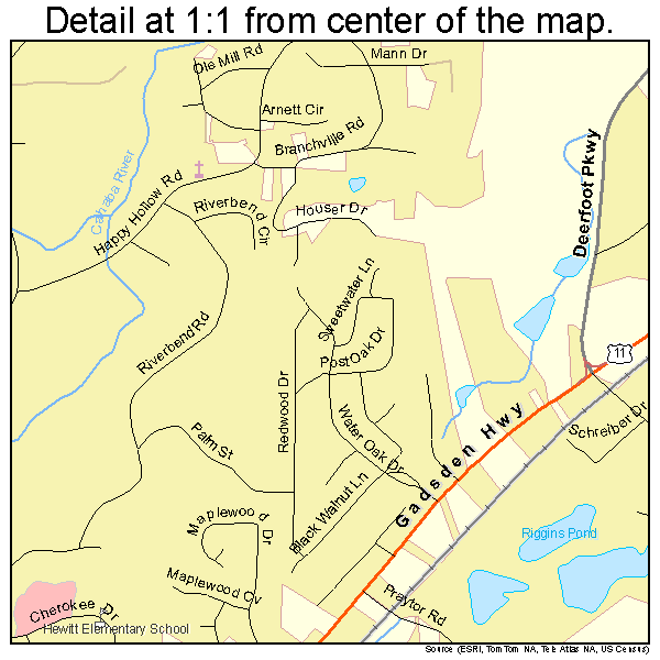 Trussville, Alabama road map detail