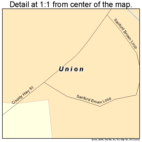 Union, Alabama road map detail