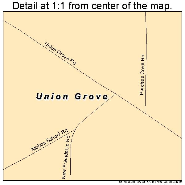 Union Grove, Alabama road map detail