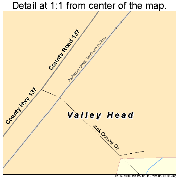 Valley Head, Alabama road map detail
