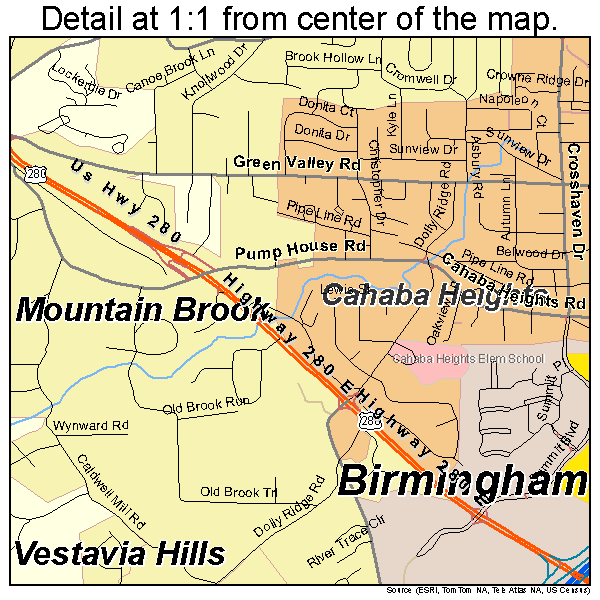 Vestavia Hills, Alabama road map detail