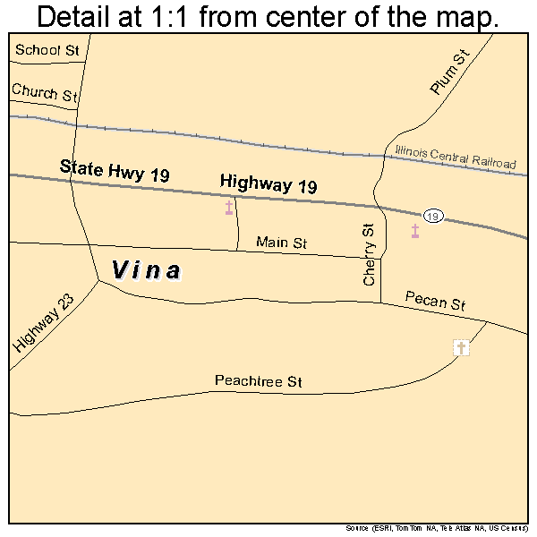 Vina, Alabama road map detail