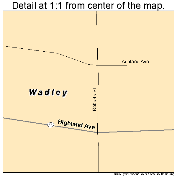 Wadley, Alabama road map detail