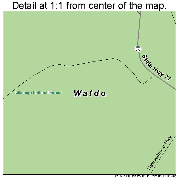 Waldo, Alabama road map detail