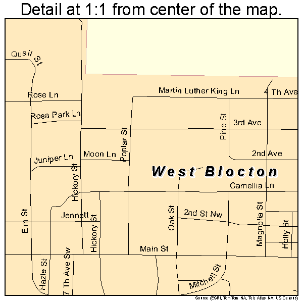 West Blocton, Alabama road map detail