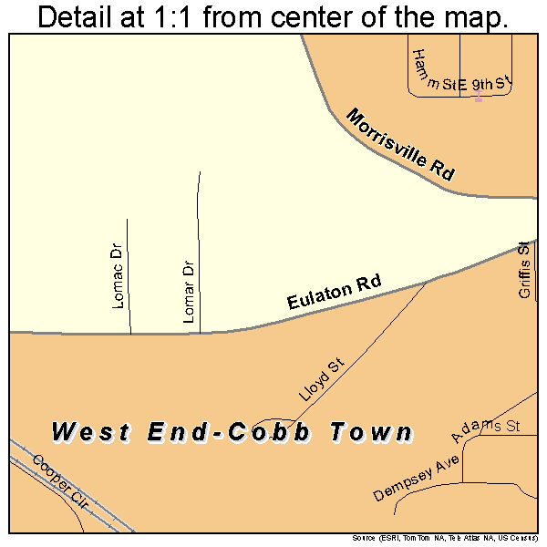 West End-Cobb Town, Alabama road map detail