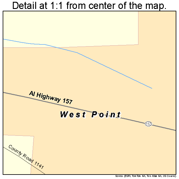 West Point, Alabama road map detail