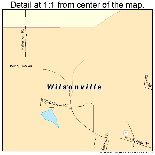 Wilsonville, Alabama road map detail