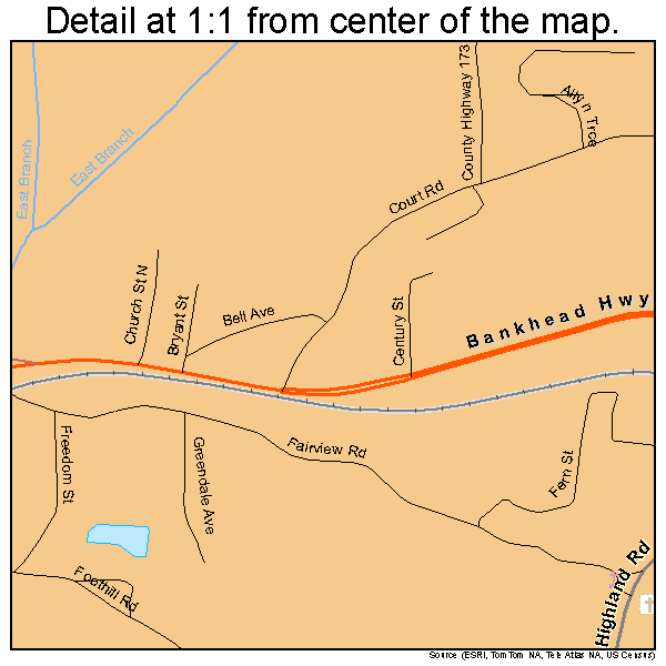 Winfield, Alabama road map detail