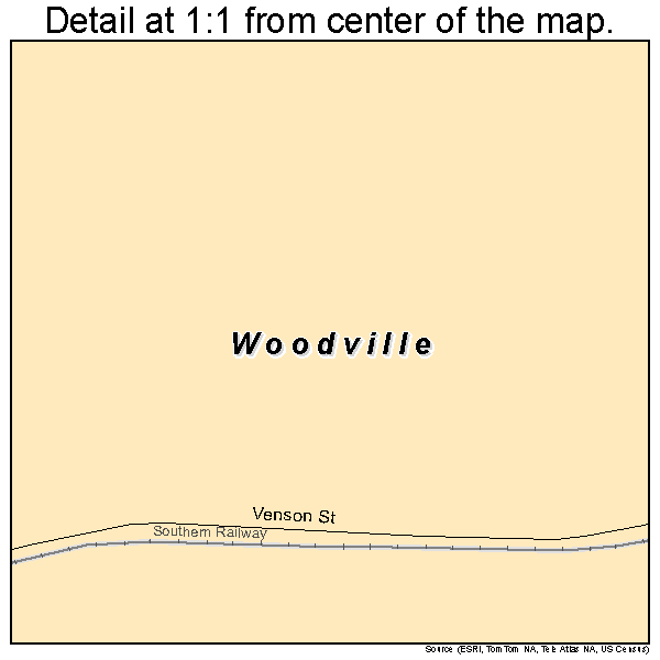 Woodville, Alabama road map detail