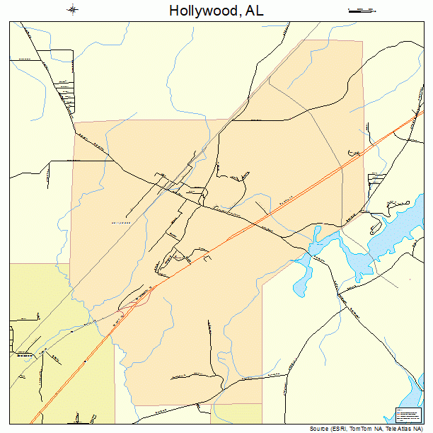 Hollywood, AL street map