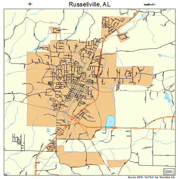 Russellville, AL street map