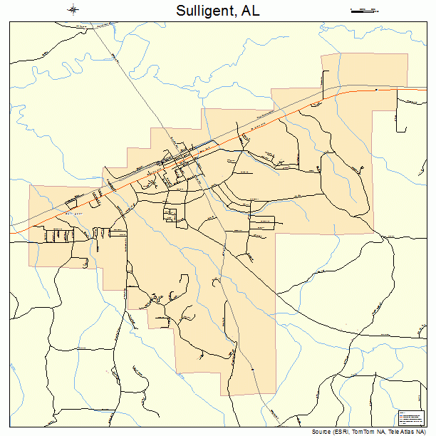 Sulligent, AL street map