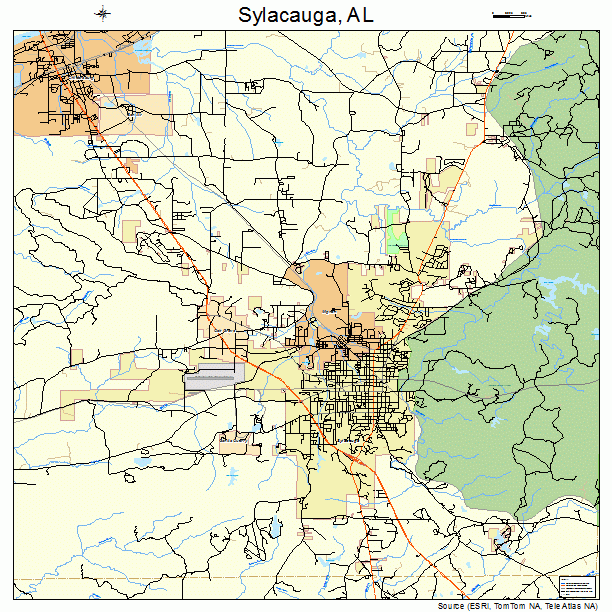 Sylacauga, AL street map