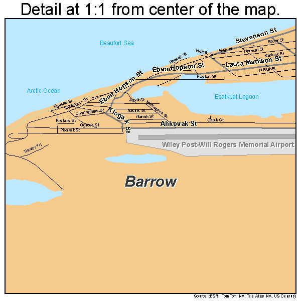 Barrow, Alaska road map detail