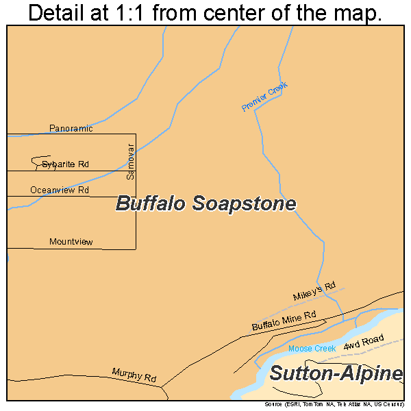 Buffalo Soapstone, Alaska road map detail