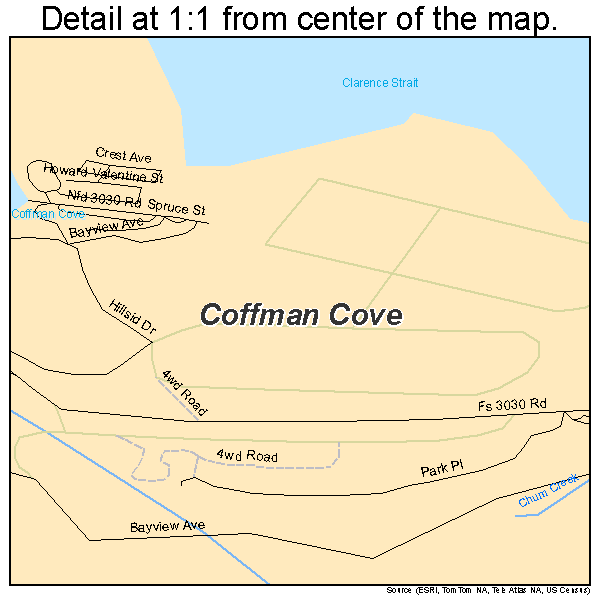 Coffman Cove, Alaska road map detail