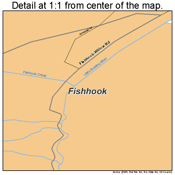 Fishhook, Alaska road map detail