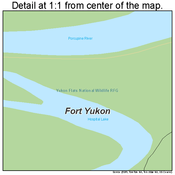 Fort Yukon, Alaska road map detail